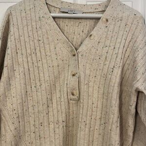 Loft tan Henley sweater size M